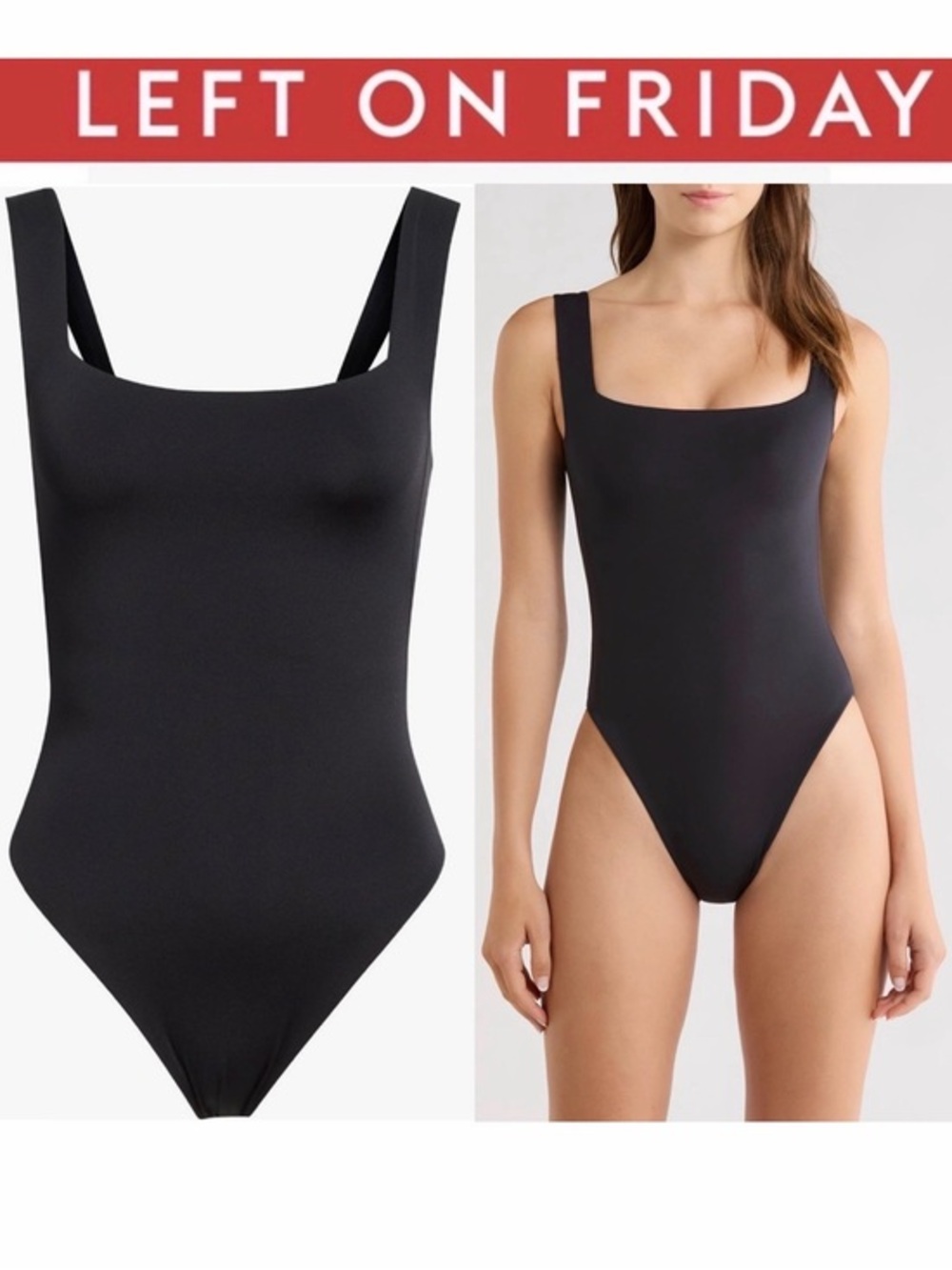 LEFT ON FRIDAY Streamline One-Piece Swimsuit Classic Square-Neck Sz S NWT $200